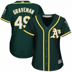 Womens Majestic Oakland Athletics 49 Kendall Graveman Replica Green Alternate 1 Cool Base MLB Jersey 