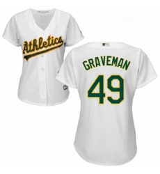 Womens Majestic Oakland Athletics 49 Kendall Graveman Replica White Home Cool Base MLB Jersey 