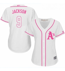 Womens Majestic Oakland Athletics 9 Reggie Jackson Authentic White Fashion Cool Base MLB Jersey