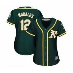 Womens Oakland Athletics 12 Kendrys Morales Replica Green Alternate 1 Cool Base Baseball Jersey 