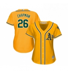 Womens Oakland Athletics 26 Matt Chapman Replica Gold Alternate 2 Cool Base Baseball Jersey 