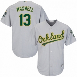 Youth Majestic Oakland Athletics 13 Bruce Maxwell Authentic Grey Road Cool Base MLB Jersey 