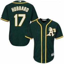 Youth Majestic Oakland Athletics 17 Glenn Hubbard Authentic Green Alternate 1 Cool Base MLB Jersey