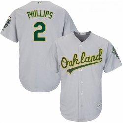 Youth Majestic Oakland Athletics 2 Tony Phillips Authentic Grey Road Cool Base MLB Jersey