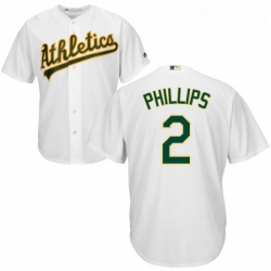 Youth Majestic Oakland Athletics 2 Tony Phillips Authentic White Home Cool Base MLB Jersey
