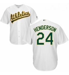 Youth Majestic Oakland Athletics 24 Rickey Henderson Authentic White Home Cool Base MLB Jersey