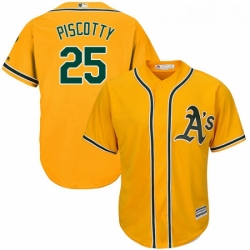 Youth Majestic Oakland Athletics 25 Stephen Piscotty Authentic Gold Alternate 2 Cool Base MLB Jersey 