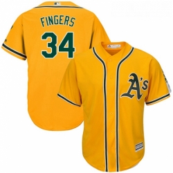 Youth Majestic Oakland Athletics 34 Rollie Fingers Replica Gold Alternate 2 Cool Base MLB Jersey