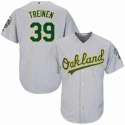 Youth Majestic Oakland Athletics 39 Blake Treinen Authentic Grey Road Cool Base MLB Jersey 