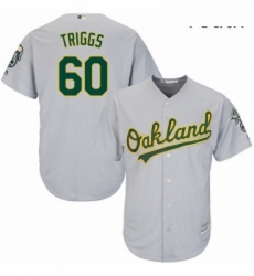 Youth Majestic Oakland Athletics 60 Andrew Triggs Replica Grey Road Cool Base MLB Jersey 