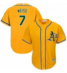 Youth Majestic Oakland Athletics 7 Walt Weiss Authentic Gold Alternate 2 Cool Base MLB Jersey