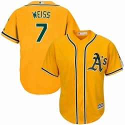 Youth Majestic Oakland Athletics 7 Walt Weiss Authentic Gold Alternate 2 Cool Base MLB Jersey
