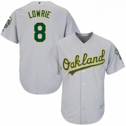 Youth Majestic Oakland Athletics 8 Jed Lowrie Replica Grey Road Cool Base MLB Jersey