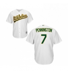 Youth Oakland Athletics 7 Cliff Pennington Replica White Home Cool Base Baseball Jersey 