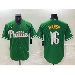 Men Philadelphia Phillies 16 Brandon Marsh Green 2024 City Connect Stitched Jersey