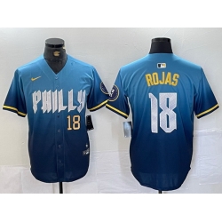 Men Philadelphia Phillies 18 Johan Rojas Blue 2024 City Connect Limited Stitched Jersey 2