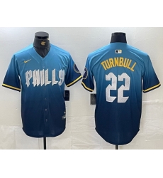 Men Philadelphia Phillies 22 Spencer Turnbull Blue 2024 City Connect Limited Stitched Jersey 3
