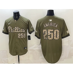 Men Philadelphia Phillies  250 America Olive 2026 Armed Forces Day Stitched Baseball Jersey