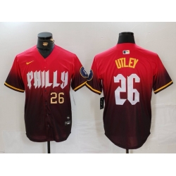 Men Philadelphia Phillies 26 Chase Utley Red 2024 City Connect Limited Stitched Jersey 2