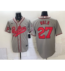 Men Philadelphia Phillies  27 Aaron Nola Gray 2026 Field of Dreams Stadium Stitched Baseball Jersey
