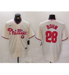 Men Philadelphia Phillies 28 Alec Bohm Cream Cool Base Stitched Jersey 2