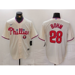 Men Philadelphia Phillies 28 Alec Bohm Cream Cool Base Stitched Jersey 2