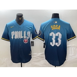 Men Philadelphia Phillies 33 Edmundo Sosa Blue 2024 City Connect Limited Stitched Jersey 1