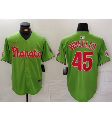 Men Philadelphia Phillies 45 Zack Wheeler Green With Patch Stitched Jersey