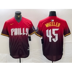 Men Philadelphia Phillies 45 Zack Wheeler Red 2024 City Connect Limited Stitched Jersey 1