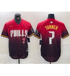 Men Philadelphia Phillies 7 Trea Turner Red 2024 City Connect Limited Stitched Jersey 3