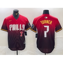 Men Philadelphia Phillies 7 Trea Turner Red 2024 City Connect Limited Stitched Jersey 3