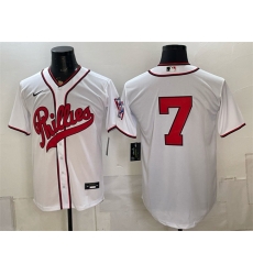Men Philadelphia Phillies  7 Trea Turner White 2026 Field of Dreams Stadium Stitched Baseball Jersey