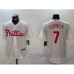 Men Philadelphia Phillies 7 Trea Turner White Cool Base Stitched Jersey