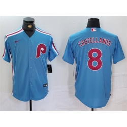 Men Philadelphia Phillies 8 Nick Castellanos Blue Cool Base Stitched Jersey