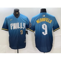 Men Philadelphia Phillies 9 Whit Merrifield Blue 2024 City Connect Limited Stitched Jersey 5