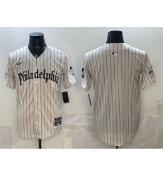 Men Philadelphia Phillies Blank Cream Pinstripe Gothic Vapor Limited Stitched Jersey Men Philadelphia Phillies Blank Cream Pinstripe Gothic Vapor Limited Stitched Jersey