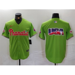 Men Philadelphia Phillies Team Big Logo Green With Patch Stitched Jersey