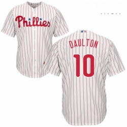 Mens Majestic Philadelphia Phillies 10 Darren Daulton Replica WhiteRed Strip Home Cool Base MLB Jersey