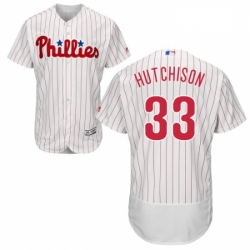 Mens Majestic Philadelphia Phillies 33 Drew Hutchison White Home Flex Base Authentic Collection MLB Jersey 