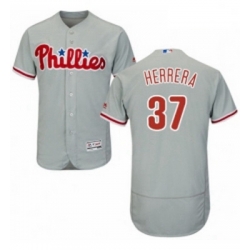 Mens Majestic Philadelphia Phillies 37 Odubel Herrera Grey Road Flex Base Authentic Collection MLB Jersey