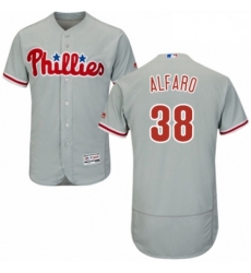 Mens Majestic Philadelphia Phillies 38 Jorge Alfaro Grey Road Flex Base Authentic Collection MLB Jersey