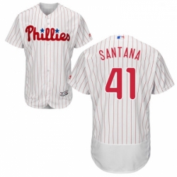 Mens Majestic Philadelphia Phillies 41 Carlos Santana White Home Flex Base Authentic Collection MLB Jersey 