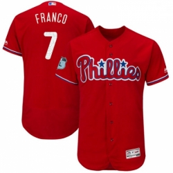 Mens Majestic Philadelphia Phillies 7 Maikel Franco Scarlet 2017 Spring Training Authentic Flex Base Jersey