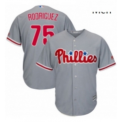 Mens Majestic Philadelphia Phillies 75 Francisco Rodriguez Replica Grey Road Cool Base MLB Jersey 