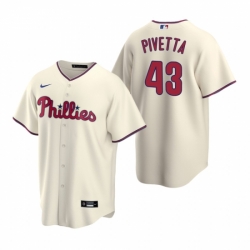 Mens Nike Philadelphia Phillies 43 Nick Pivetta Cream Alternate Stitched Baseball Jersey