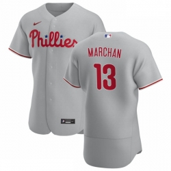 Philadelphia Phillies 13 Rafael Marchan Men Nike Gray Road 2020 Authentic Player MLB Jersey