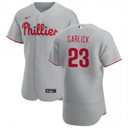 Philadelphia Phillies 23 Kyle Garlick Men Nike Gray Road 2020 Authentic Player MLB Jersey