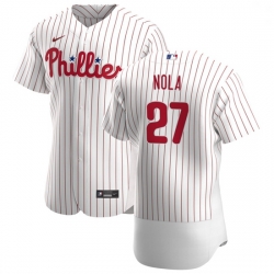 Philadelphia Phillies 27 Aaron Nola Men Nike White Home 2020 Authentic Player MLB Jersey