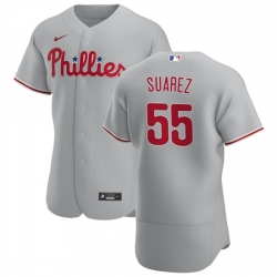 Philadelphia Phillies 55 Ranger Suarez Men Nike Gray Road 2020 Authentic Player MLB Jersey