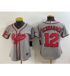 Women Philadelphia Phillies 12 Kyle Schwarber Gray 2026 Field of Dreams Stadium Stitched Baseball Jersey Run Small Women Philadelphia Phillies 12 Kyle Schwarber Gray 2026 Field of Dreams Stadium Stitched Baseball Jersey Run Small
